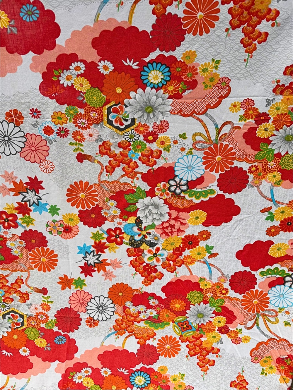 Vintage 70s Wamsutta JAPANESE KIMOMO Flat Sheet | 78x93